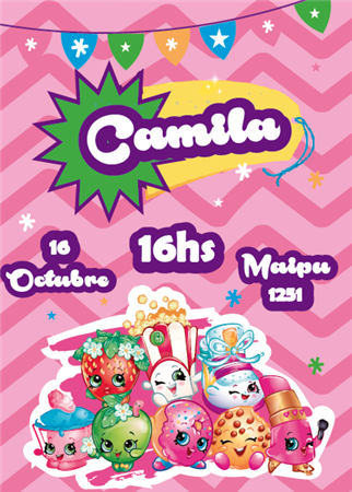 Invitación Shopkins Mod 2 Pers